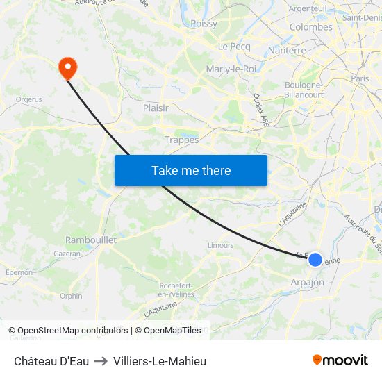 Château D'Eau to Villiers-Le-Mahieu map