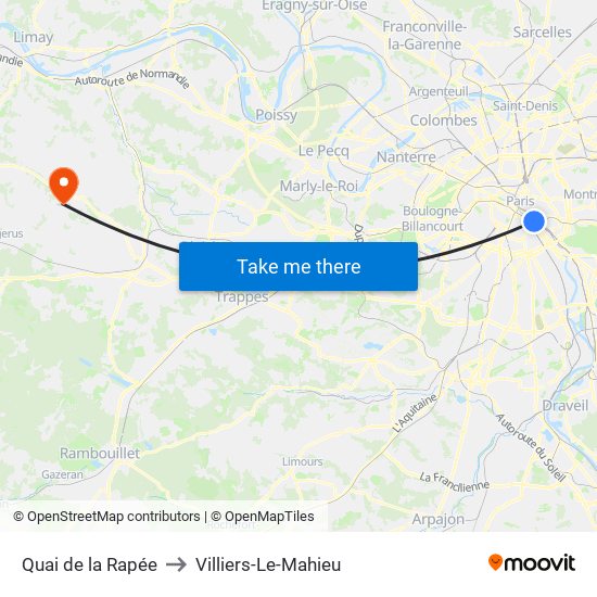Quai de la Rapée to Villiers-Le-Mahieu map