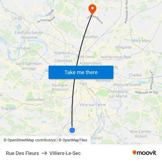 Rue Des Fleurs to Villiers-Le-Sec map