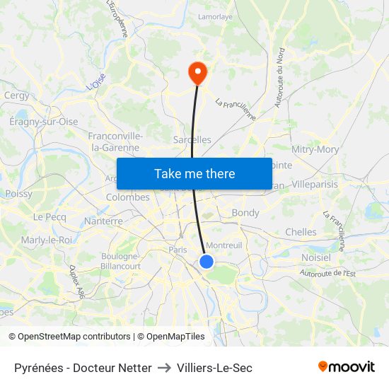 Pyrénées - Docteur Netter to Villiers-Le-Sec map