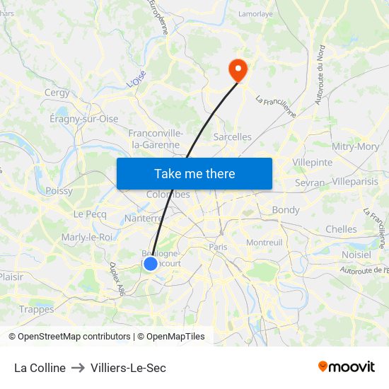 La Colline to Villiers-Le-Sec map