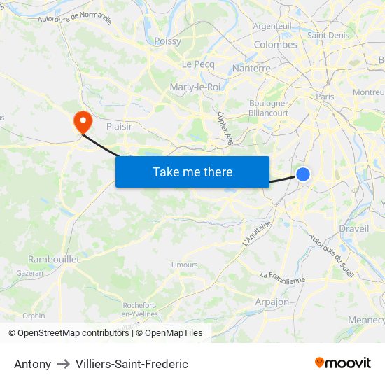 Antony to Villiers-Saint-Frederic map
