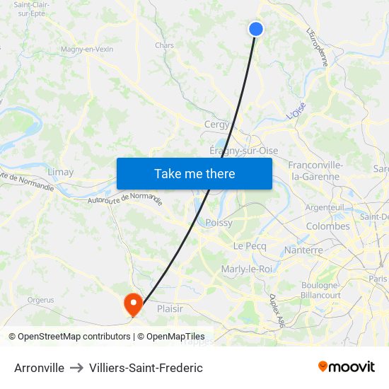 Arronville to Villiers-Saint-Frederic map