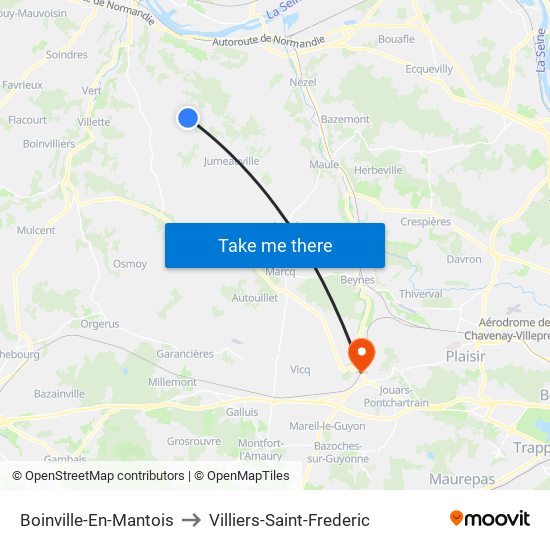Boinville-En-Mantois to Villiers-Saint-Frederic map
