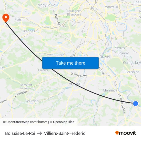Boissise-Le-Roi to Villiers-Saint-Frederic map