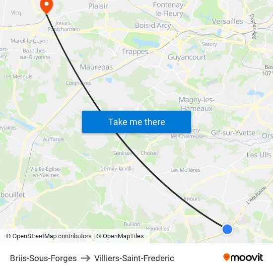 Briis-Sous-Forges to Villiers-Saint-Frederic map