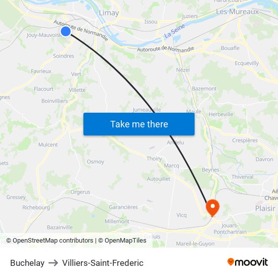 Buchelay to Villiers-Saint-Frederic map