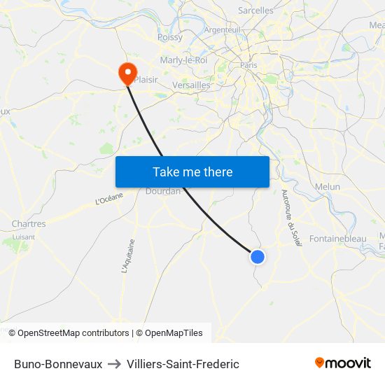 Buno-Bonnevaux to Villiers-Saint-Frederic map