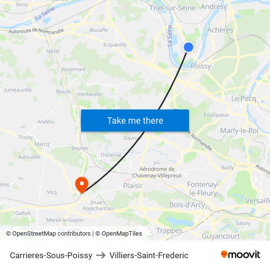 Carrieres-Sous-Poissy to Villiers-Saint-Frederic map