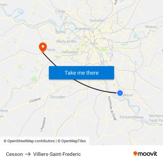 Cesson to Villiers-Saint-Frederic map