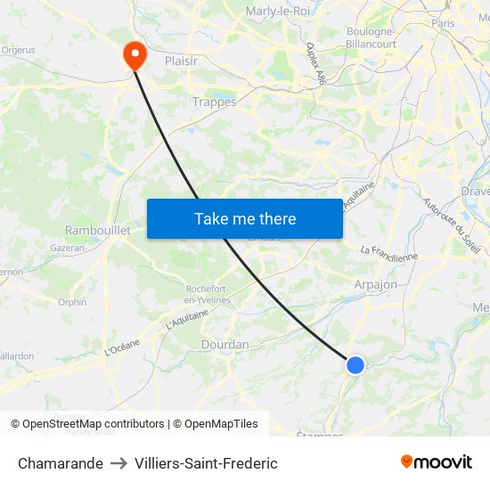 Chamarande to Villiers-Saint-Frederic map