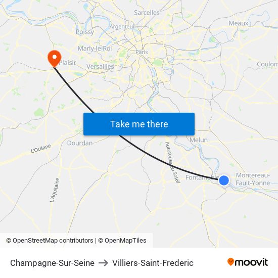 Champagne-Sur-Seine to Villiers-Saint-Frederic map