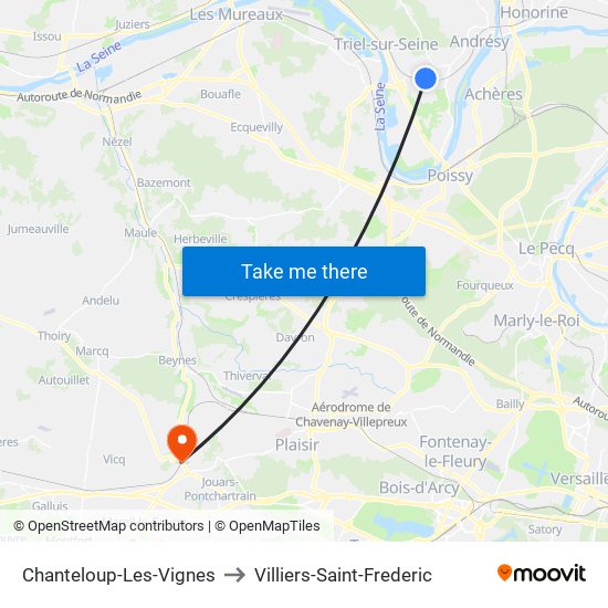 Chanteloup-Les-Vignes to Villiers-Saint-Frederic map