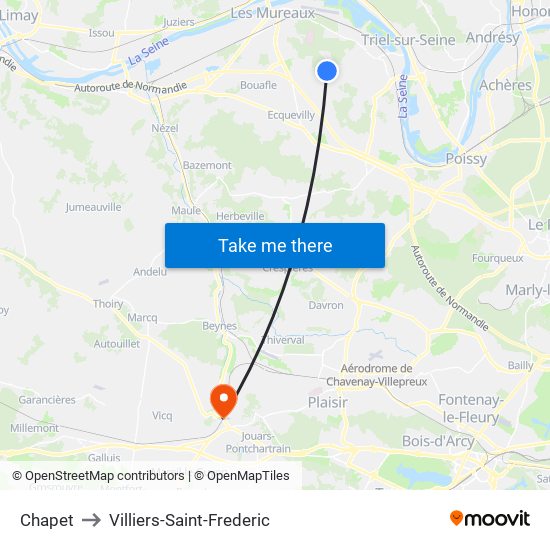 Chapet to Villiers-Saint-Frederic map