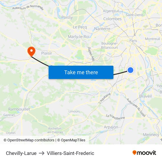 Chevilly-Larue to Villiers-Saint-Frederic map