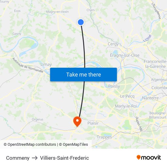 Commeny to Villiers-Saint-Frederic map