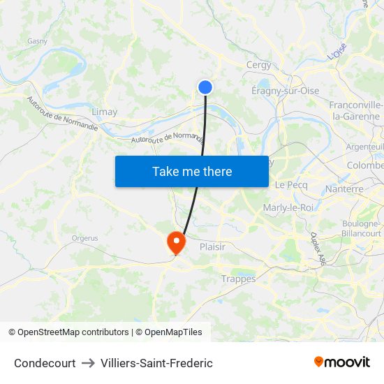 Condecourt to Villiers-Saint-Frederic map