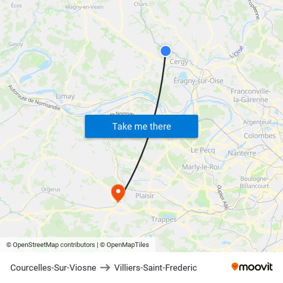 Courcelles-Sur-Viosne to Villiers-Saint-Frederic map