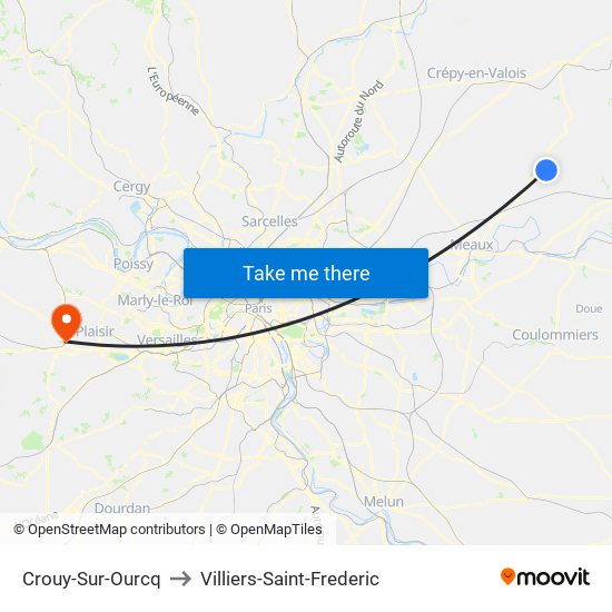 Crouy-Sur-Ourcq to Villiers-Saint-Frederic map