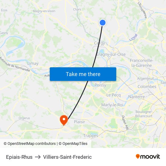 Epiais-Rhus to Villiers-Saint-Frederic map