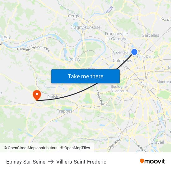 Epinay-Sur-Seine to Villiers-Saint-Frederic map