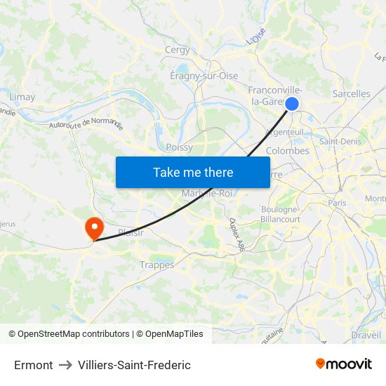 Ermont to Villiers-Saint-Frederic map