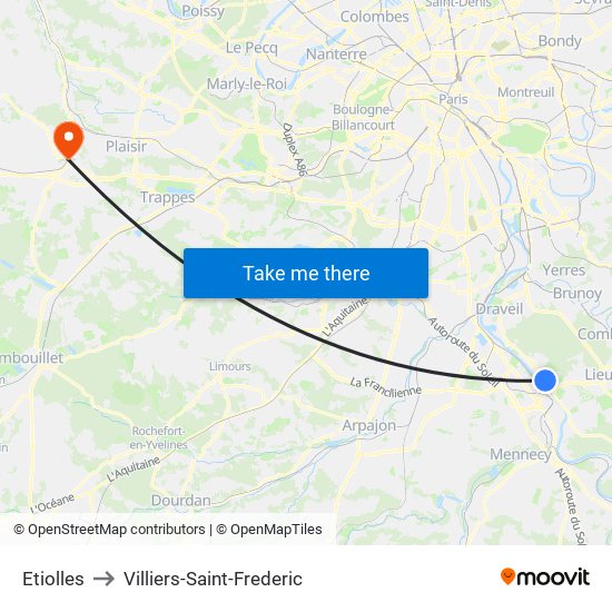 Etiolles to Villiers-Saint-Frederic map