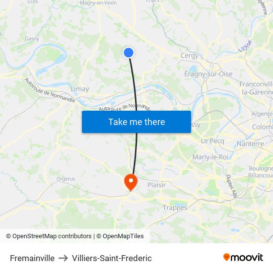 Fremainville to Villiers-Saint-Frederic map