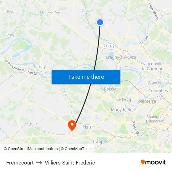 Fremecourt to Villiers-Saint-Frederic map