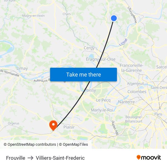 Frouville to Villiers-Saint-Frederic map