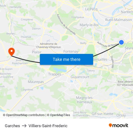 Garches to Villiers-Saint-Frederic map