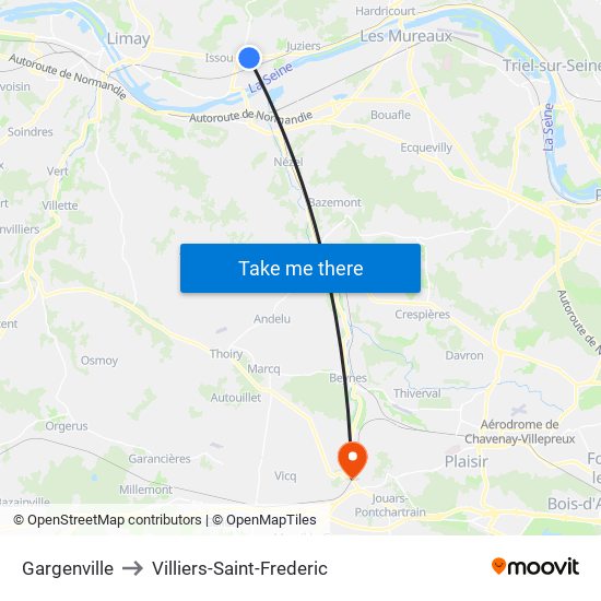 Gargenville to Villiers-Saint-Frederic map