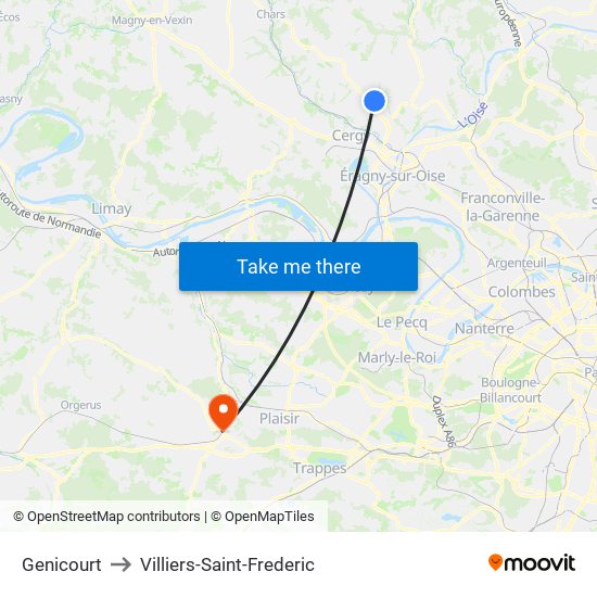 Genicourt to Villiers-Saint-Frederic map