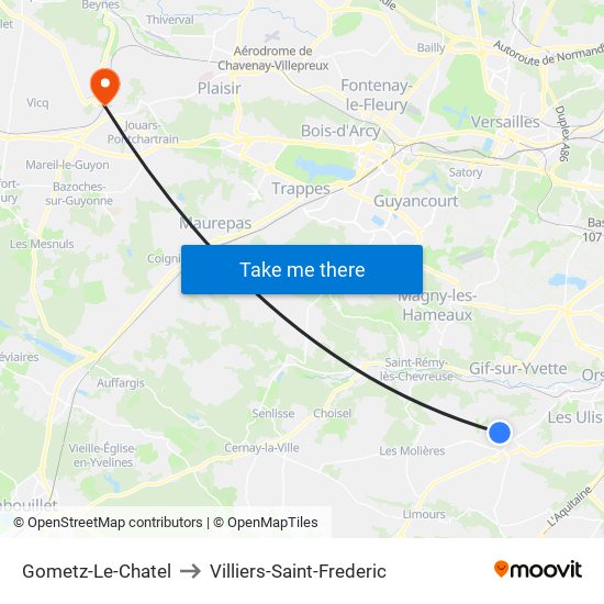 Gometz-Le-Chatel to Villiers-Saint-Frederic map