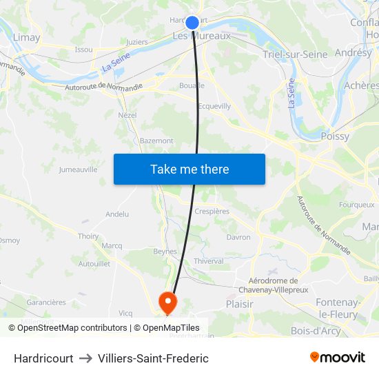 Hardricourt to Villiers-Saint-Frederic map