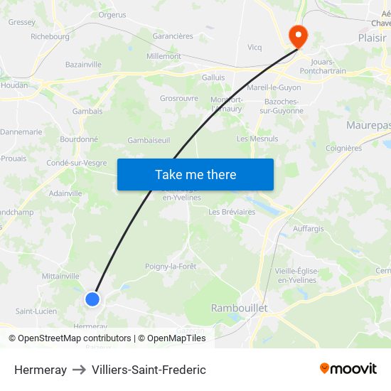 Hermeray to Villiers-Saint-Frederic map