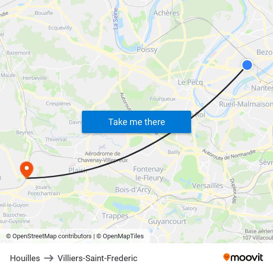 Houilles to Villiers-Saint-Frederic map