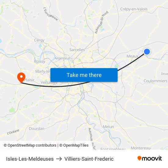 Isles-Les-Meldeuses to Villiers-Saint-Frederic map