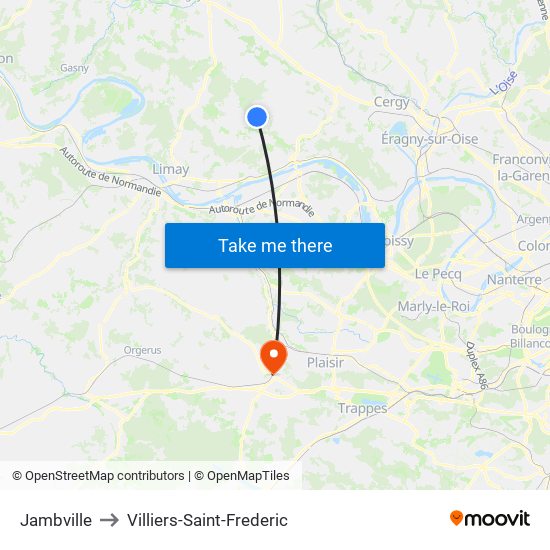 Jambville to Villiers-Saint-Frederic map