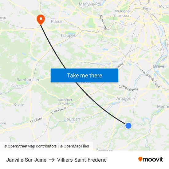 Janville-Sur-Juine to Villiers-Saint-Frederic map