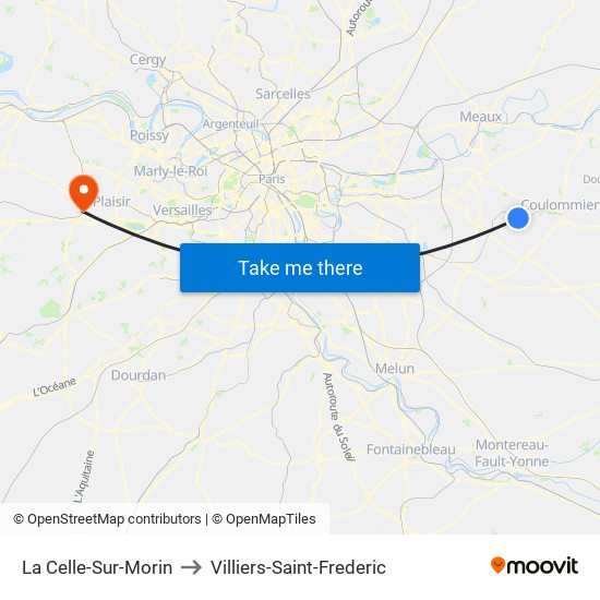 La Celle-Sur-Morin to Villiers-Saint-Frederic map