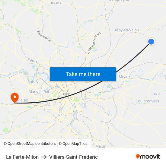 La Ferte-Milon to Villiers-Saint-Frederic map