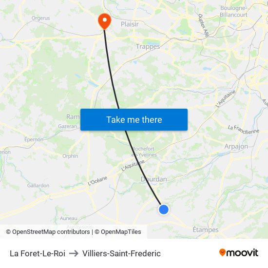 La Foret-Le-Roi to Villiers-Saint-Frederic map