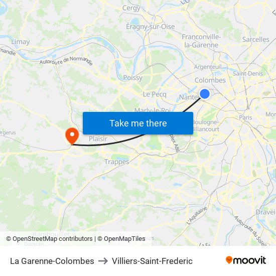 La Garenne-Colombes to Villiers-Saint-Frederic map