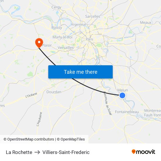 La Rochette to Villiers-Saint-Frederic map