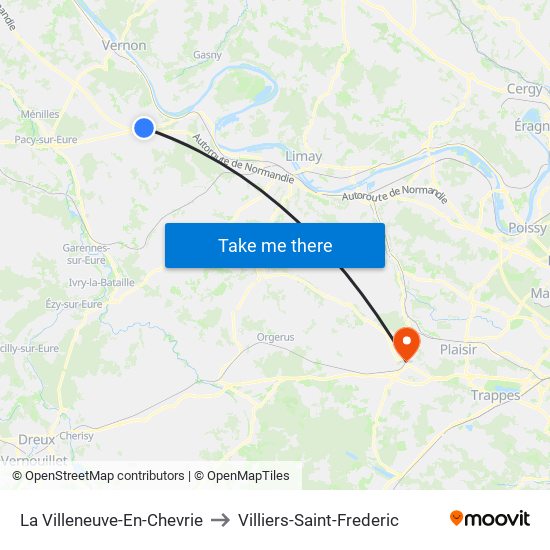 La Villeneuve-En-Chevrie to Villiers-Saint-Frederic map