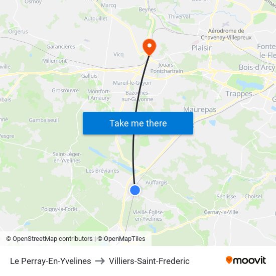 Le Perray-En-Yvelines to Villiers-Saint-Frederic map
