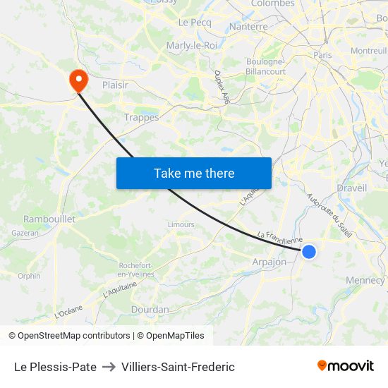 Le Plessis-Pate to Villiers-Saint-Frederic map