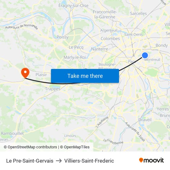 Le Pre-Saint-Gervais to Villiers-Saint-Frederic map