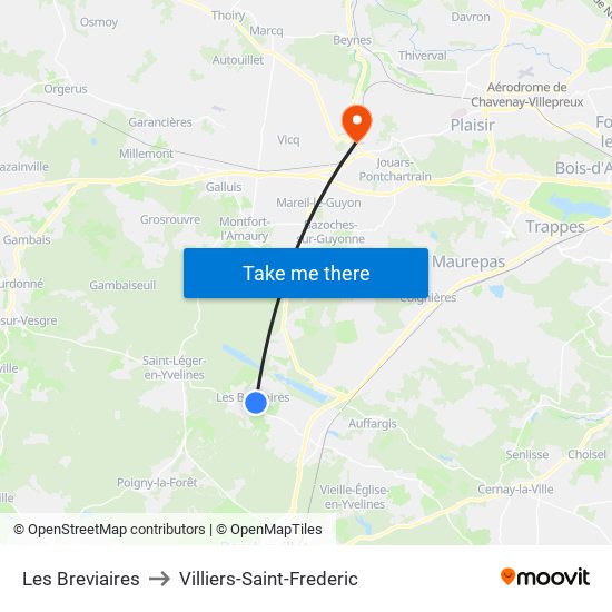 Les Breviaires to Villiers-Saint-Frederic map